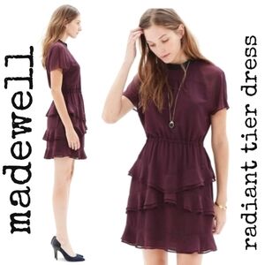 Madewell "radiant tier" chiffon dress in plum